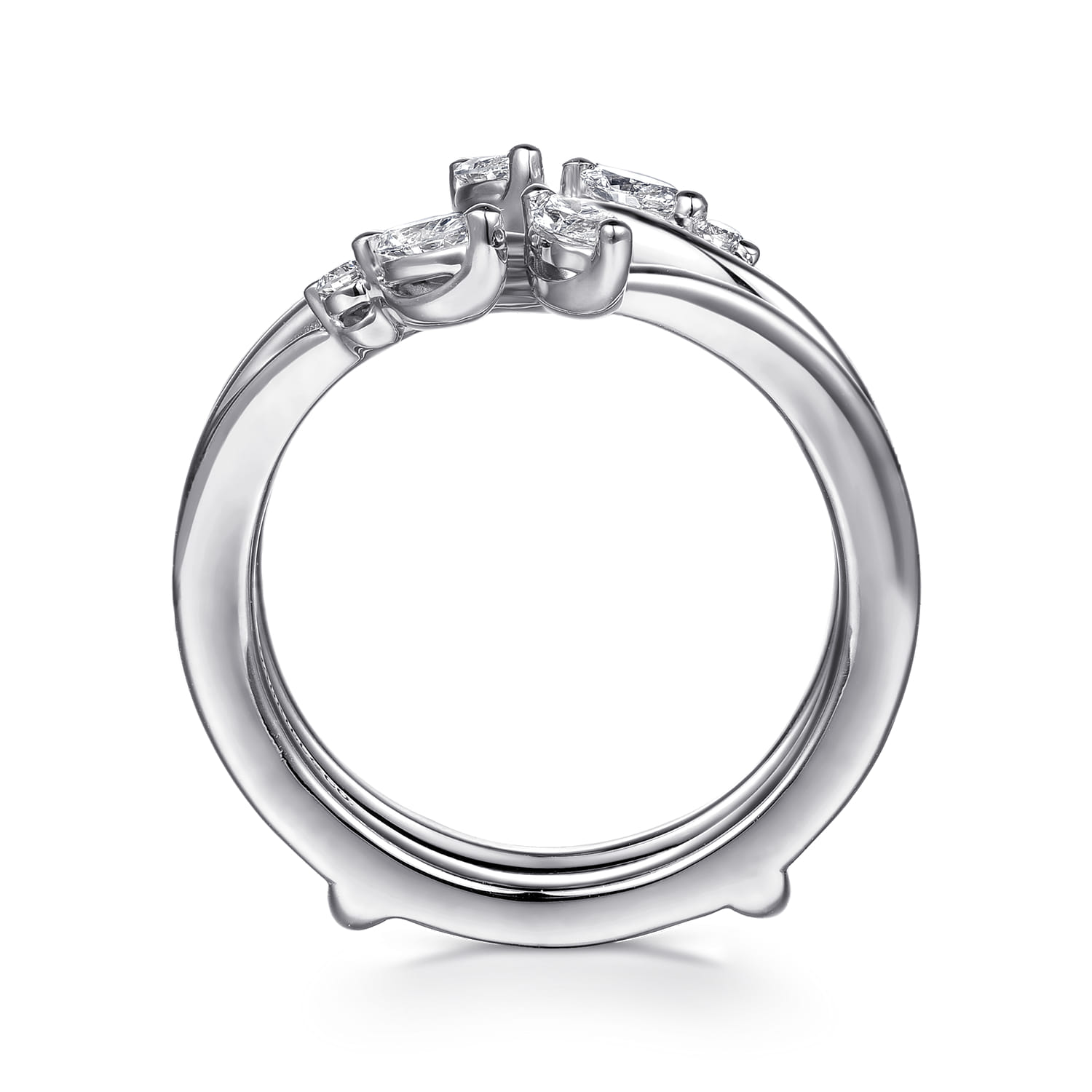 Enhancer Wedding Ring in 14k White Gold with Marquise Natural Diamond at Gabriel & Co. - Shot 2