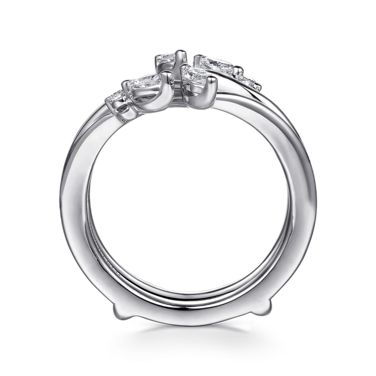 Enhancer Wedding Ring in 14k White Gold with Marquise Natural Diamond at Gabriel & Co. - Shot 2