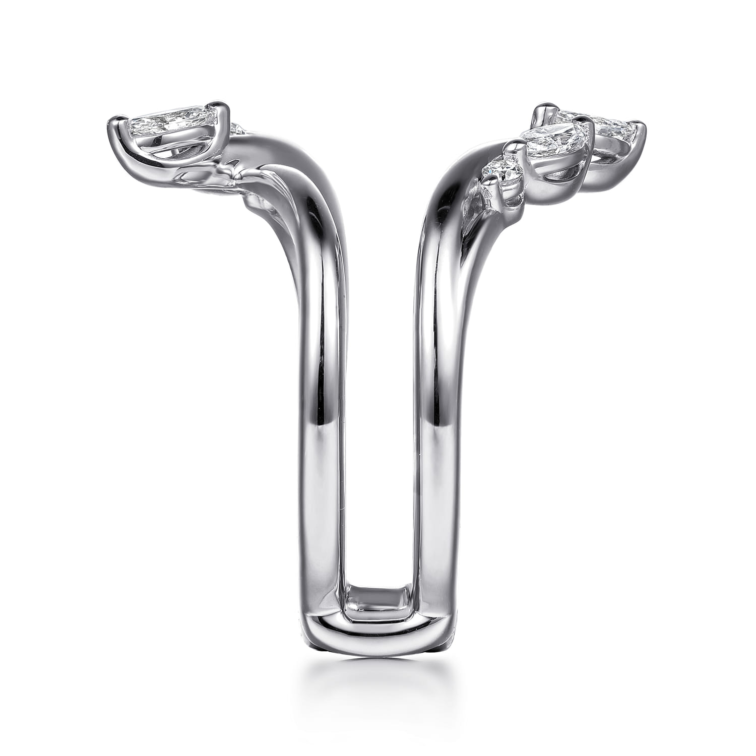 Enhancer Wedding Ring in 14k White Gold with Marquise Natural Diamond at Gabriel & Co. - Shot 4