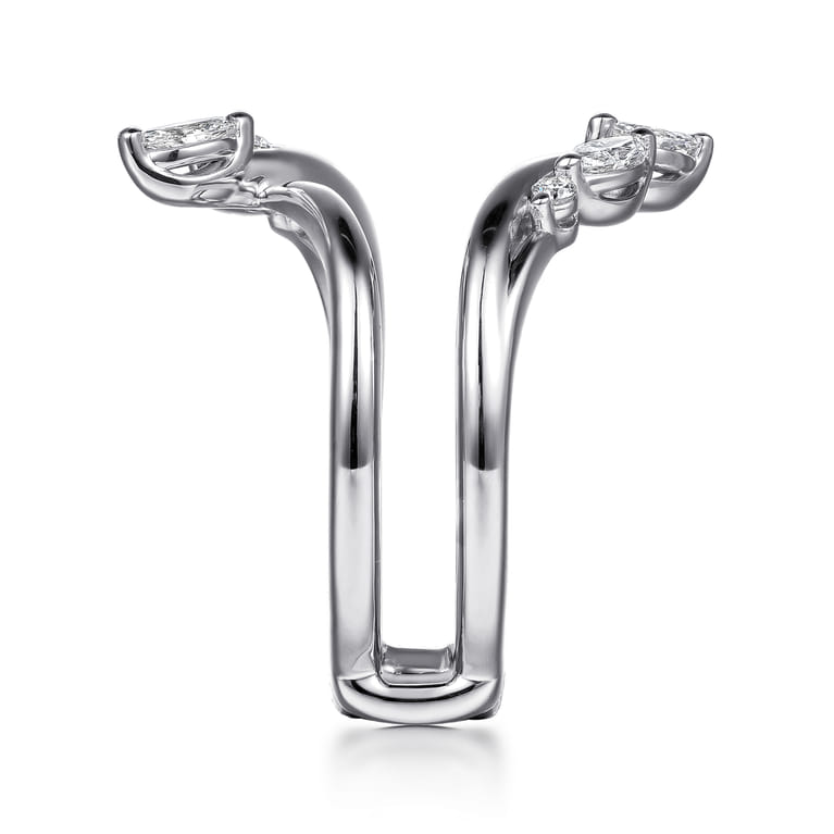 Enhancer Wedding Ring in 14k White Gold with Marquise Natural Diamond at Gabriel & Co. - Shot 4