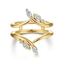 14K Yellow Gold Prong set Marquise and Round Diamond Ring Enhancer