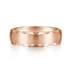 Julian - 14K Rose Gold 6mm - Satin Finish Men's Wedding Band with Carved Edge