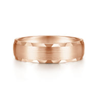 Julian - 14K Rose Gold 6mm - Satin Finish Men's Wedding Band with Carved Edge
