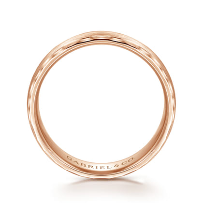 Julian - 14K Rose Gold 6mm - Satin Finish Men's Wedding Band with Carved Edge