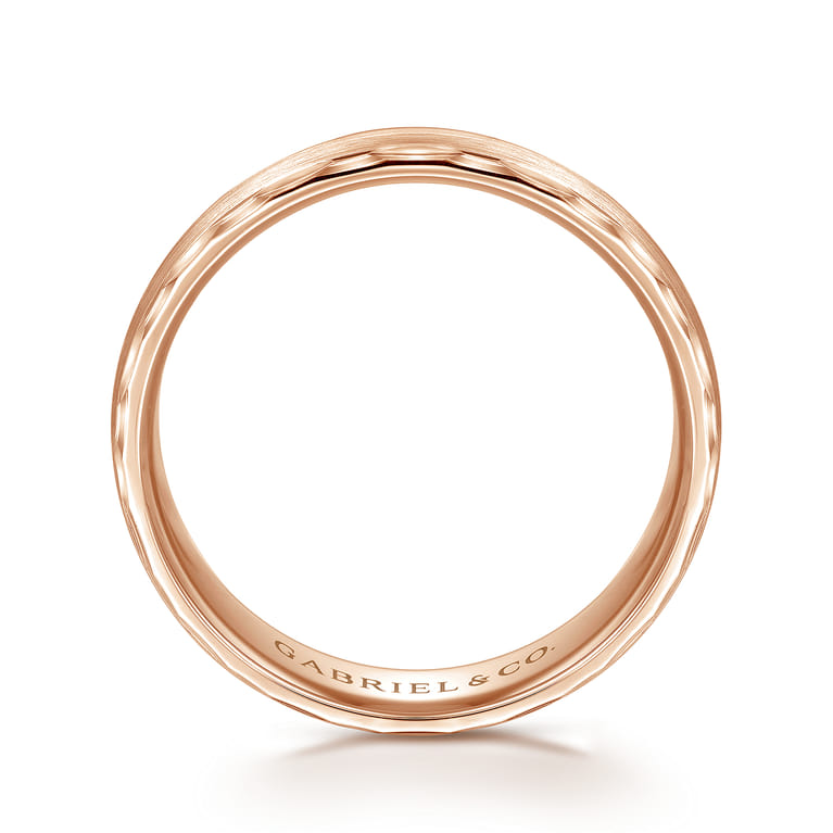 Julian - 14K Rose Gold 6mm - Satin Finish Men's Wedding Band with Carved Edge - Shot 2