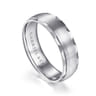 Julian - 14K White Gold 6mm - Satin Finish Men's Wedding Band with Carved Edge