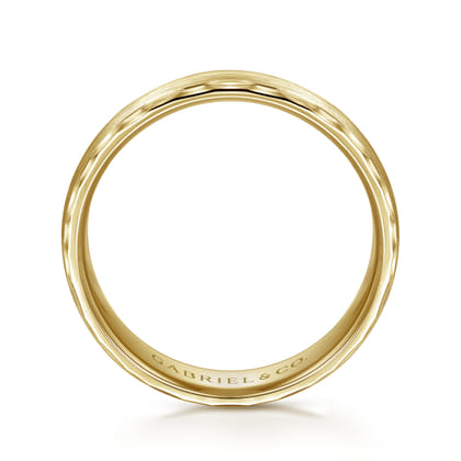 Julian - 14K Yellow Gold 6mm - Satin Finish Men's Wedding Band with Carved Edge