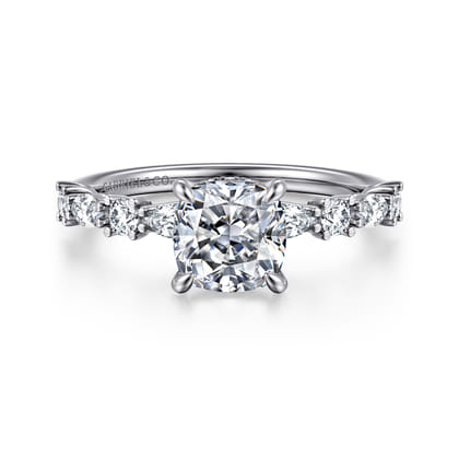 Juliet - 14K White Gold Cushion Cut Diamond Engagement Ring