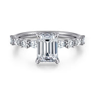 Juliet - 14K White Gold Emerald Cut Diamond Engagement Ring