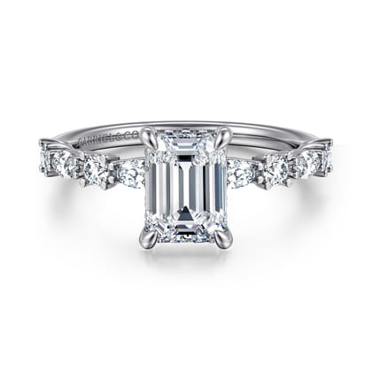 Juliet - 14K White Gold Emerald Cut Diamond Engagement Ring