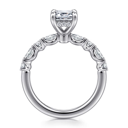 Juliet - 14K White Gold Emerald Cut Diamond Engagement Ring