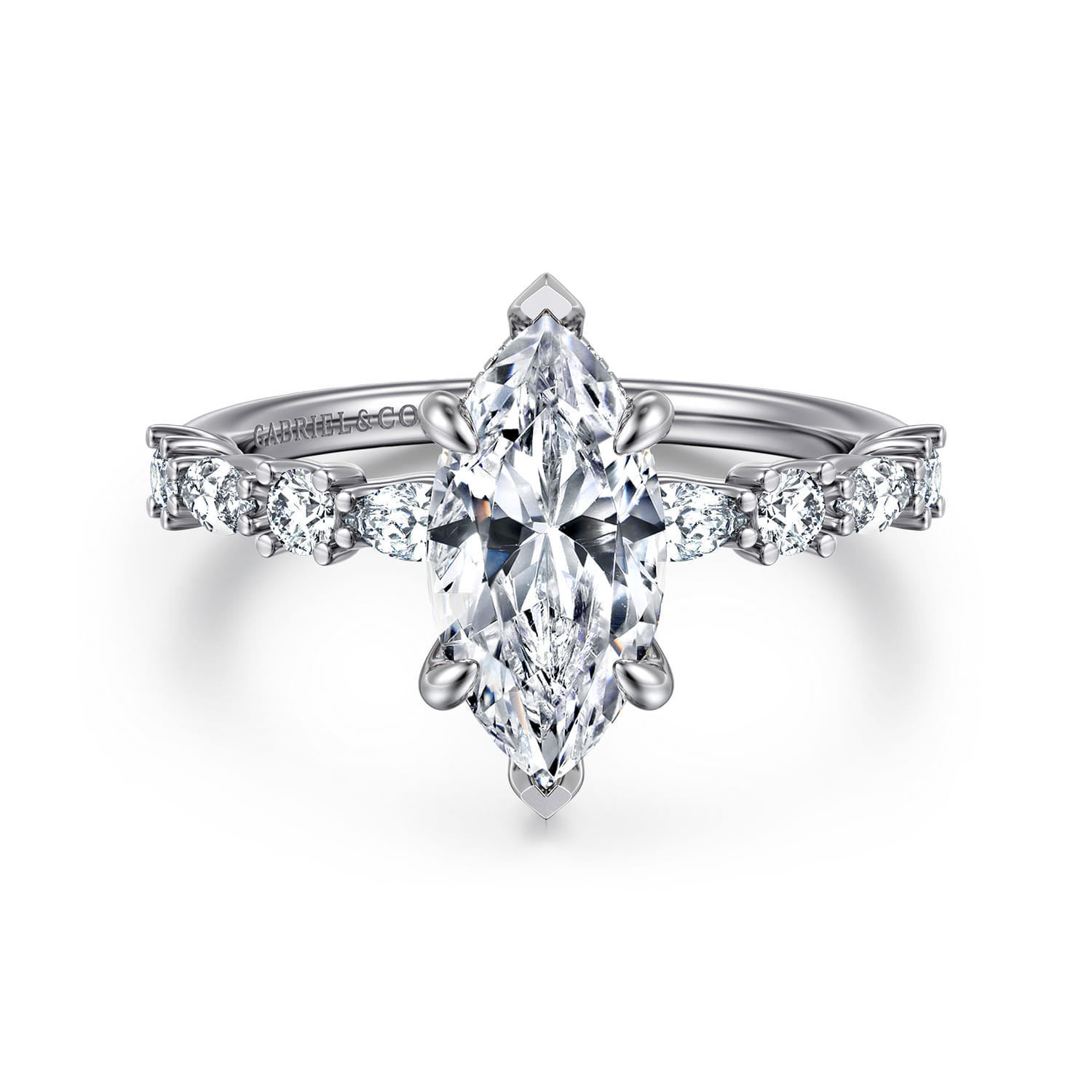 Juliet - 14K White Gold Marquise Shape Diamond Engagement Ring