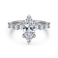 Juliet - 14K White Gold Marquise Shape Diamond Engagement Ring
