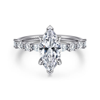 Juliet - 14K White Gold Marquise Shape Diamond Engagement Ring