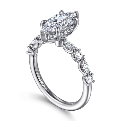 Juliet - 14K White Gold Marquise Shape Diamond Engagement Ring