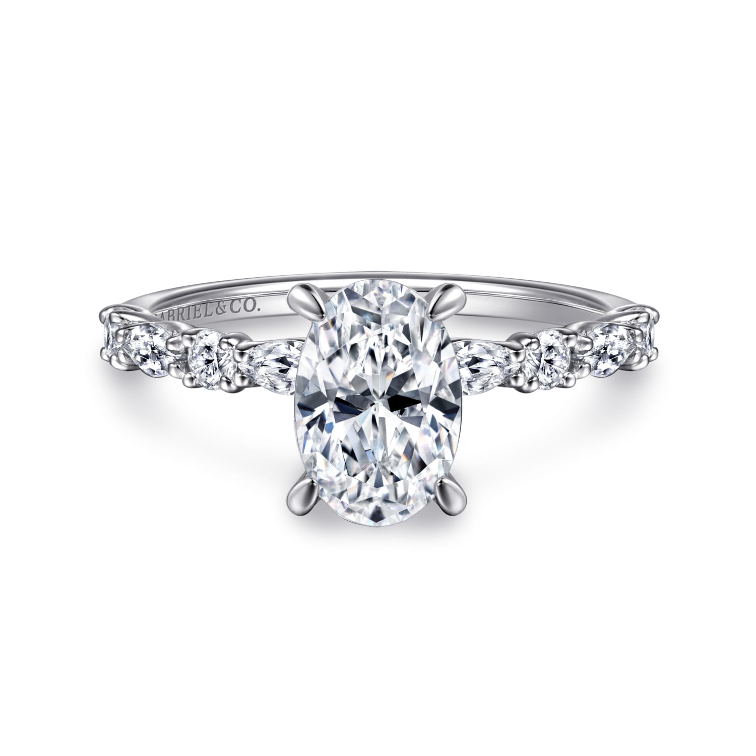 Juliet - 14K White Gold Oval Diamond Engagement Ring