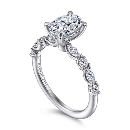 Juliet - 14K White Gold Oval Diamond Engagement Ring