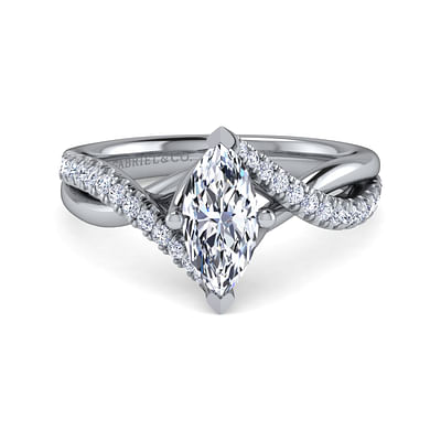 Julissa - 14K White Gold Bypass Marquise Shape Diamond Engagement Ring