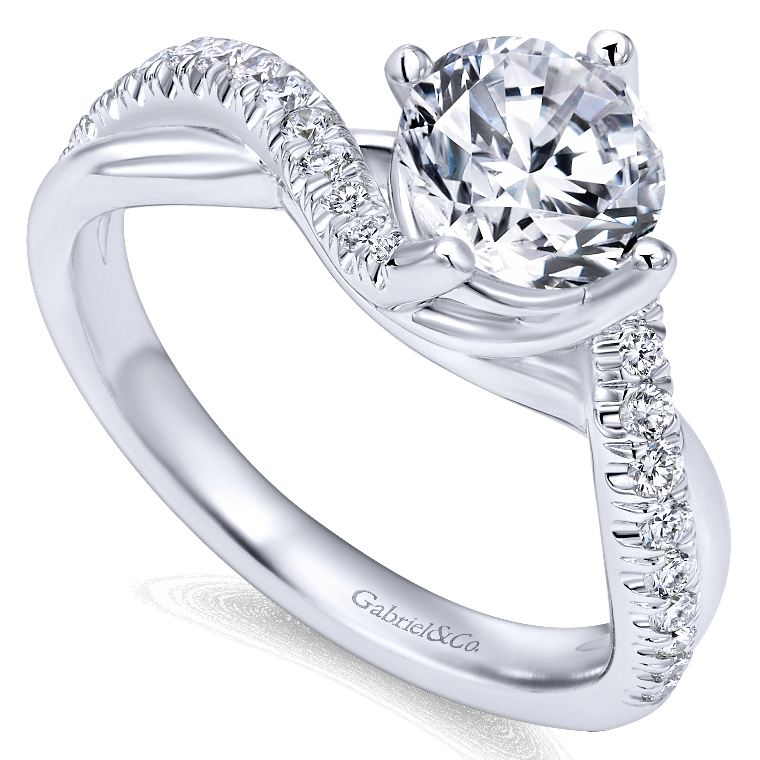 Julissa - 14K White Gold Bypass Round Diamond Engagement Ring - 0.26 ct - Shot 3