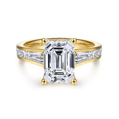 14K Yellow Gold Emerald Cut Diamond Engagement Ring