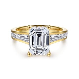 Juney - 14K Yellow Gold Emerald Cut Diamond Engagement Ring