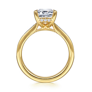 Juney - 14K Yellow Gold Emerald Cut Diamond Engagement Ring
