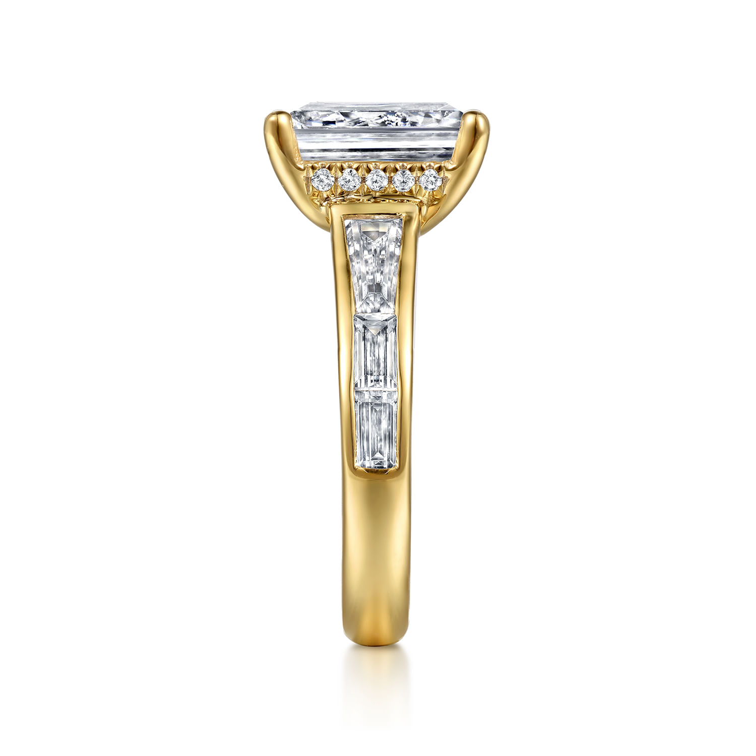 Juney - 14K Yellow Gold Emerald Cut Diamond Engagement Ring