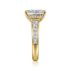 Juney - 14K Yellow Gold Emerald Cut Diamond Engagement Ring