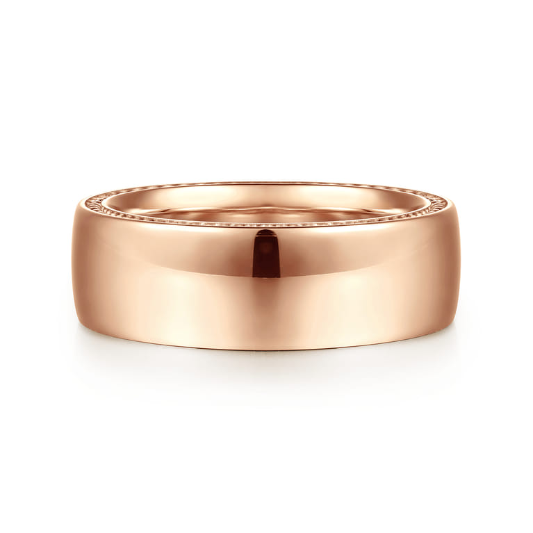 Kai - 14K Rose Gold 8mm Mens Wedding Band in High Polished Finish - Shot 1