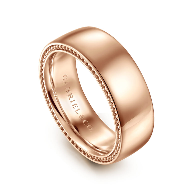 Kai - 14K Rose Gold 8mm Mens Wedding Band in High Polished Finish - Shot 3