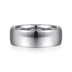 14K White Gold 8mm - Men's Wedding Band in High Polished Finish