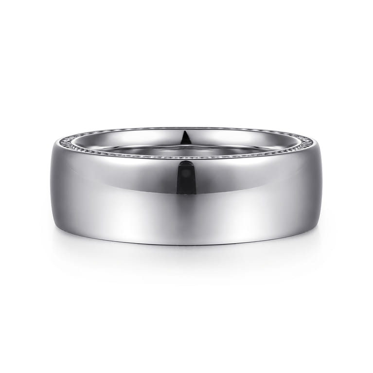 Kai - 14K White Gold 8mm - Men's Wedding Band in High Polished Finish - Shot 1