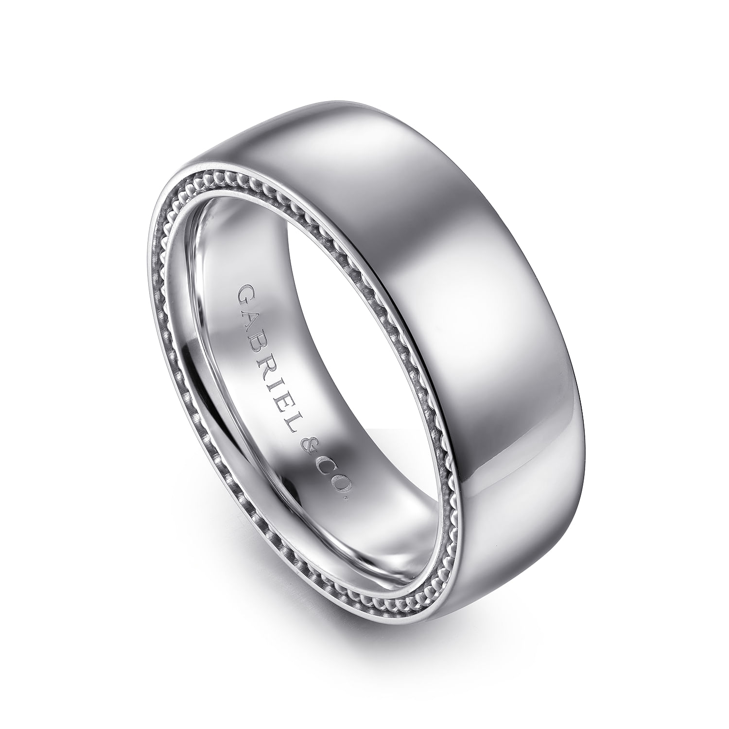 Kai - 14K White Gold 8mm - Men's Wedding Band in High Polished Finish