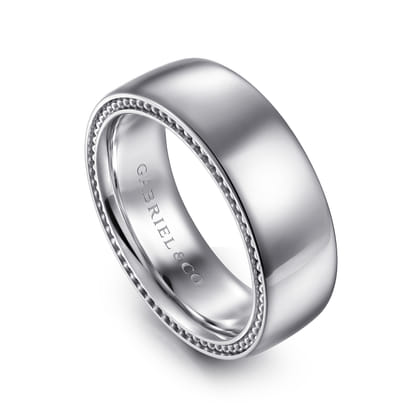 Kai - 14K White Gold 8mm - Men's Wedding Band in High Polished Finish