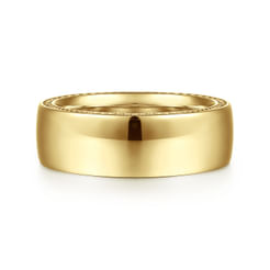 14K Yellow Gold 8mm Mens Wedding Band in High Polished Finish