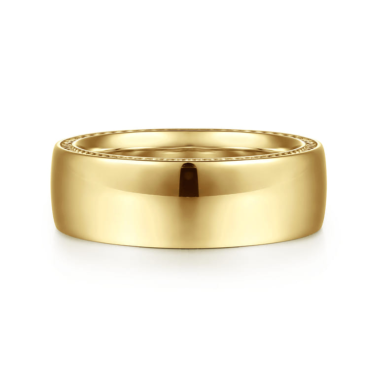 Kai - 14K Yellow Gold 8mm Mens Wedding Band in High Polished Finish - Shot 1