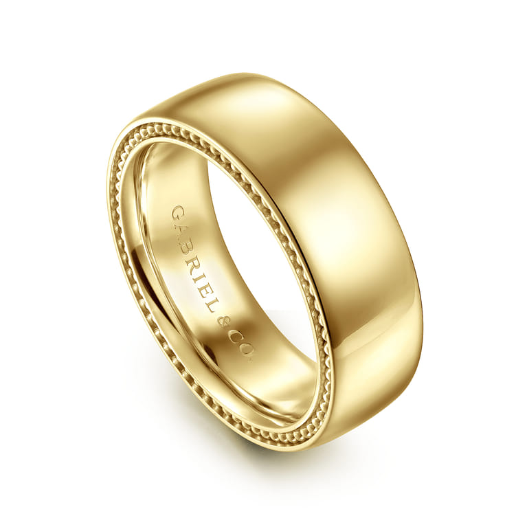 Kai - 14K Yellow Gold 8mm Mens Wedding Band in High Polished Finish - Shot 3