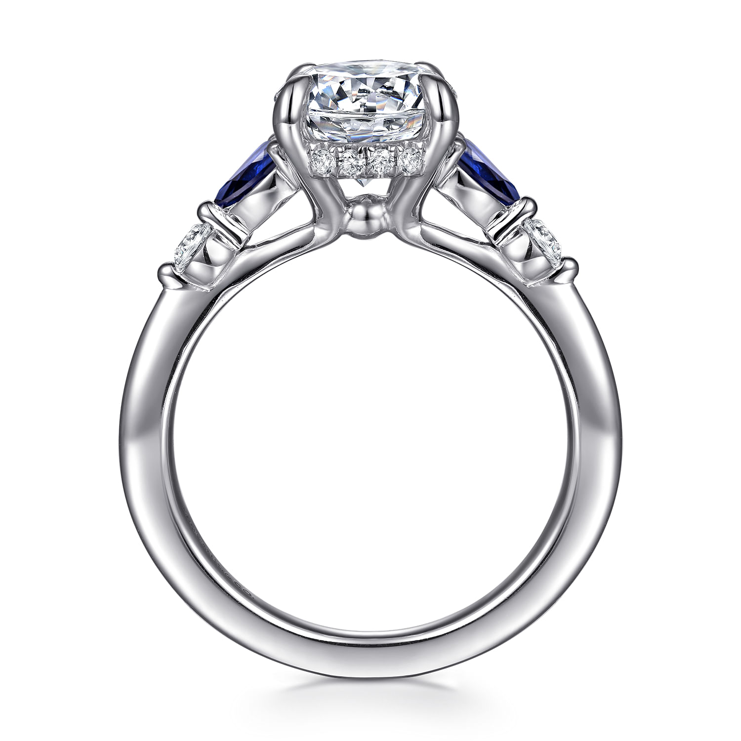 Kallie - 14K White Gold Round Diamond and Sapphire Engagement Ring
