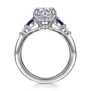 Kallie - 14K White Gold Round Diamond and Sapphire Engagement Ring