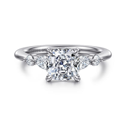Kallie - 14K White-Rose Gold Cushion Cut Diamond Engagement Ring