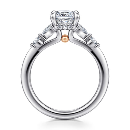 Kallie - 14K White-Rose Gold Cushion Cut Diamond Engagement Ring
