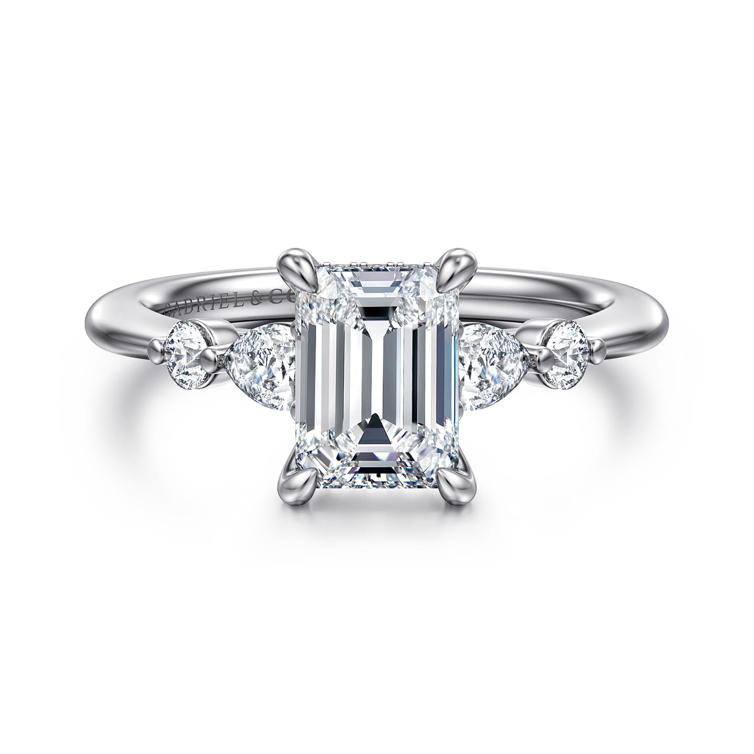 Kallie - 14K White-Rose Gold Emerald Cut Diamond Engagement Ring