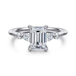 Kallie - 14K White-Rose Gold Emerald Cut Diamond Engagement Ring
