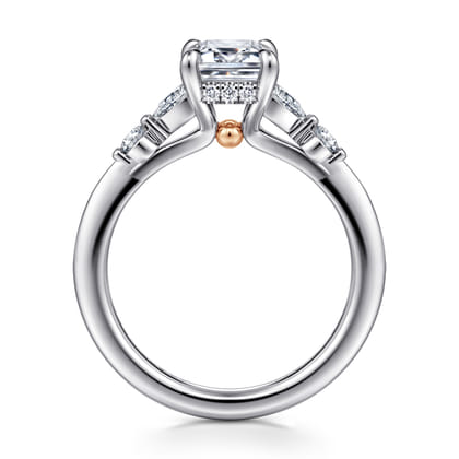 Kallie - 14K White-Rose Gold Emerald Cut Diamond Engagement Ring