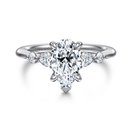 Kallie - 14K White-Rose Gold Pear Shape Diamond Engagement Ring