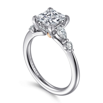 Kallie - 14K White-Rose Gold Princess Cut Diamond Engagement Ring