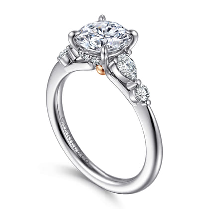 Kallie - 14K White-Rose Gold Round Diamond Engagement Ring