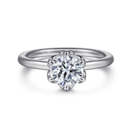 Kamera - 14K White Gold 6 Prong Round Solitaire Engagement Ring