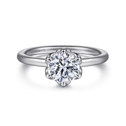 Kamera - 14K White Gold 6 Prong Round Solitaire Engagement Ring