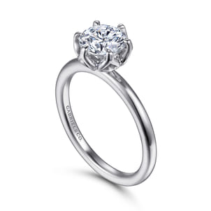 Kamera - 14K White Gold 6 Prong Round Solitaire Engagement Ring